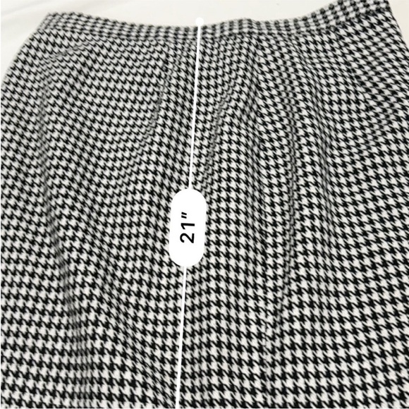 Vintage Compagnie Int’l EXPRESS Black white Houndstooth Wool Skirt size 10 - Picture 7 of 14